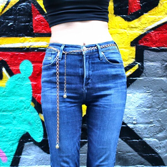 Gold Chain Belt For Waist Or Hip Greek Goddess Toga Thin Designer Gypsy🐙 - Picture 8 of 9